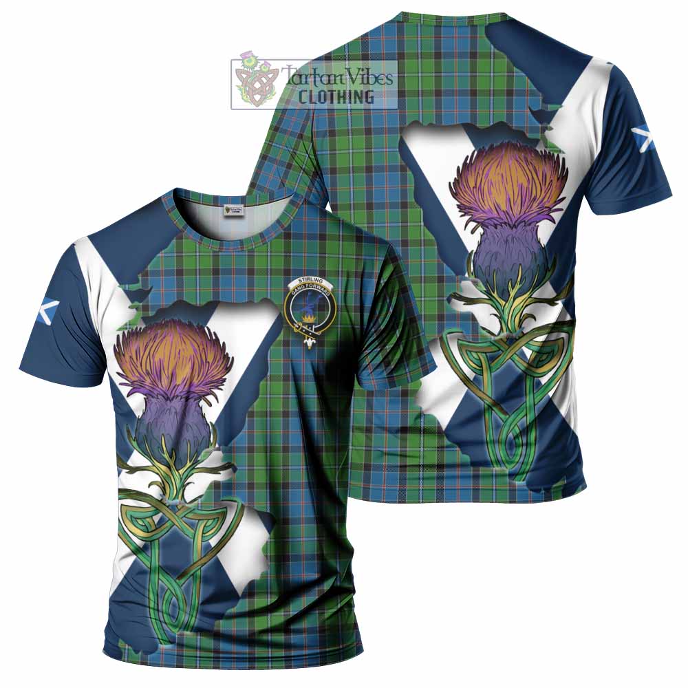 Tartan Vibes Clothing Stirling Tartan Family Crest T-Shirt Scottish Thistle Celtic Inspired