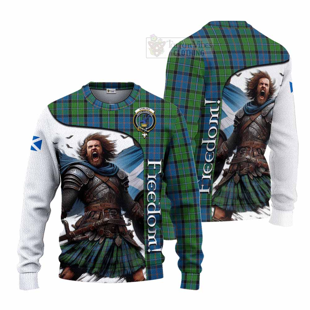 Tartan Vibes Clothing Stirling Crest Tartan Knitted Sweater Inspired by the Freedom of Scottish Warrior