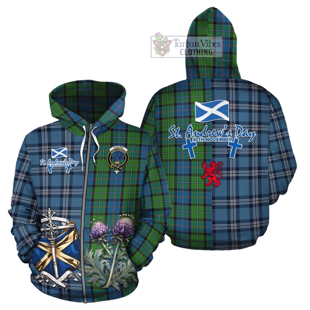 Tartan Vibes Clothing Stirling Tartan Cotton Hoodie Happy St. Andrew's Day Half Tartan Style
