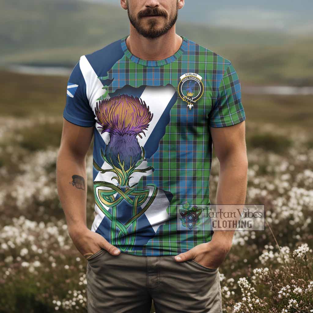 Tartan Vibes Clothing Stirling Tartan Family Crest T-Shirt Scottish Thistle Celtic Inspired