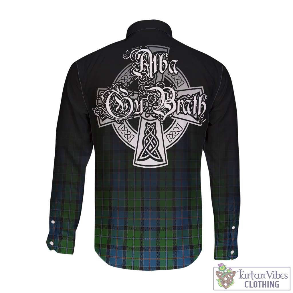 Tartan Vibes Clothing Stirling Tartan Long Sleeve Button Up Featuring Alba Gu Brath Family Crest Celtic Inspired