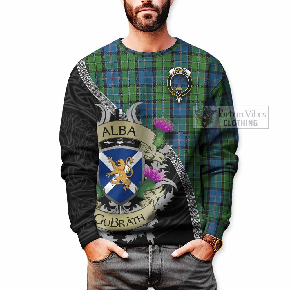 Tartan Vibes Clothing Stirling Tartan Family Crest Sweatshirt Lion Rampant Royal Thistle Shield Celtic Inspired