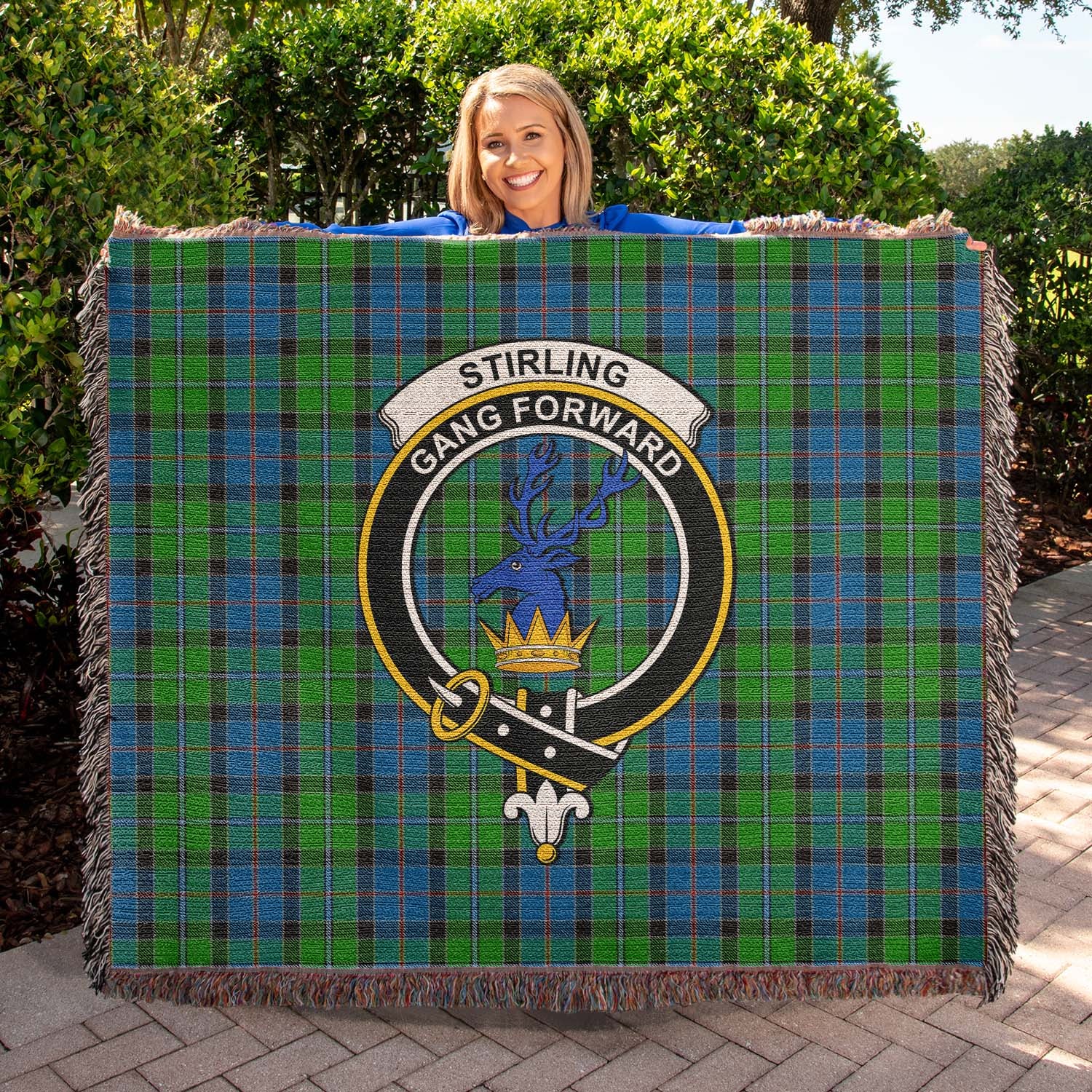 Tartan Vibes Clothing Stirling Tartan Woven Blanket with Family Crest