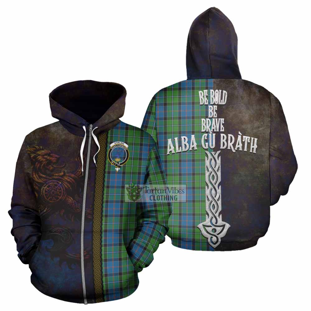 Tartan Vibes Clothing Stirling Tartan Family Crest Hoodie Alba Gu Brath Be Brave Lion Ancient Style