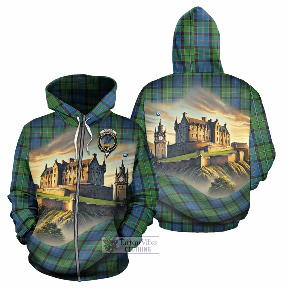Tartan Vibes Clothing Stirling Tartan Family Crest Hoodie with Scottish Ancient Castle Style