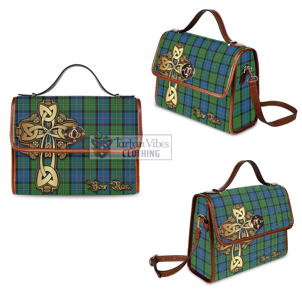 Tartan Vibes Clothing Stirling Tartan Waterproof Canvas Bag Golden Thistle Celtic Cross Style