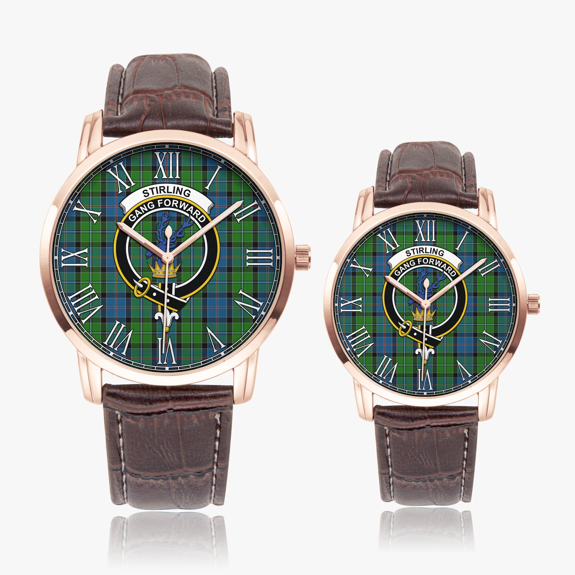 Stirling Tartan Family Crest Leather Strap Quartz Watch - Tartanvibesclothing