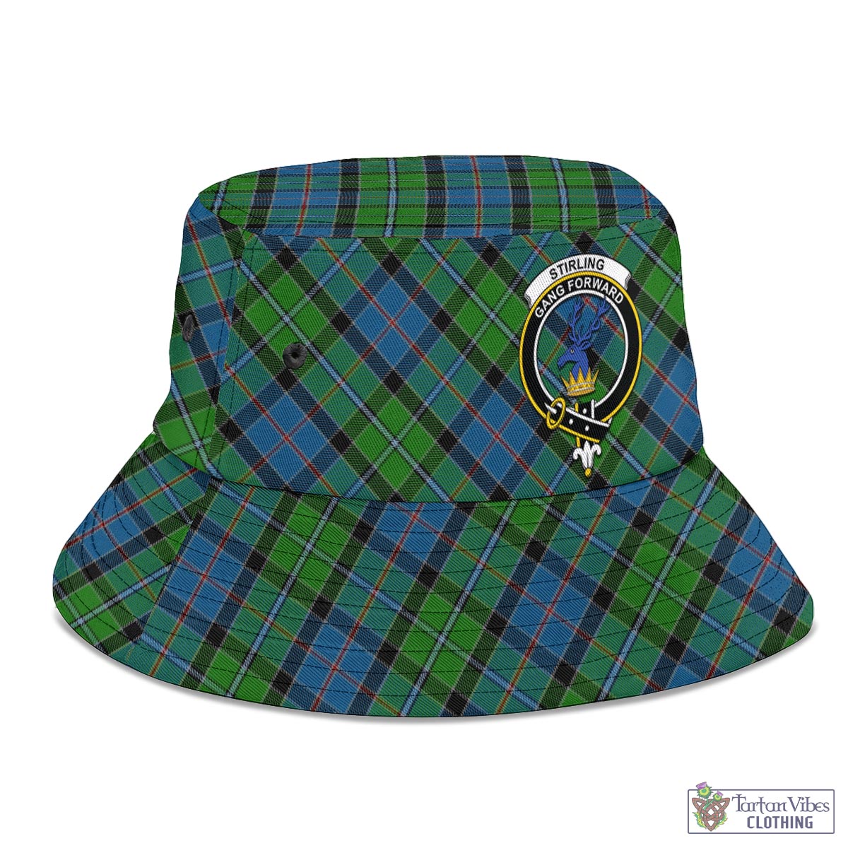 Tartan Vibes Clothing Stirling Tartan Bucket Hat with Family Crest