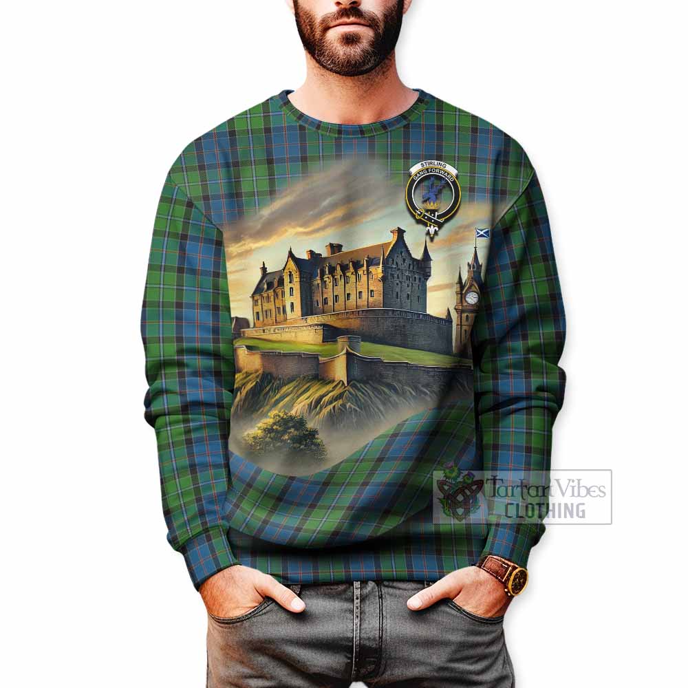 Tartan Vibes Clothing Stirling Tartan Family Crest Sweatshirt with Scottish Ancient Castle Style