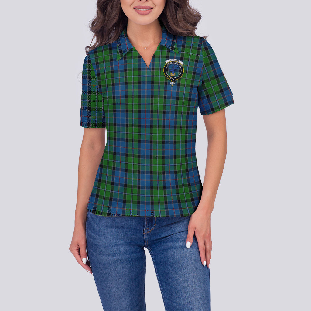 stirling-tartan-polo-shirt-with-family-crest-for-women