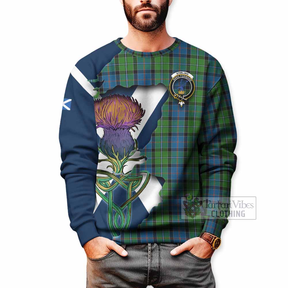 Tartan Vibes Clothing Stirling Tartan Family Crest Sweatshirt Scottish Thistle Celtic Inspired