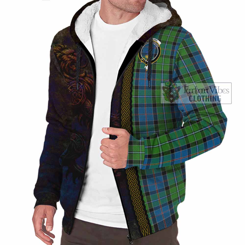 Tartan Vibes Clothing Stirling Tartan Family Crest Sherpa Hoodie Alba Gu Brath Be Brave Lion Ancient Style