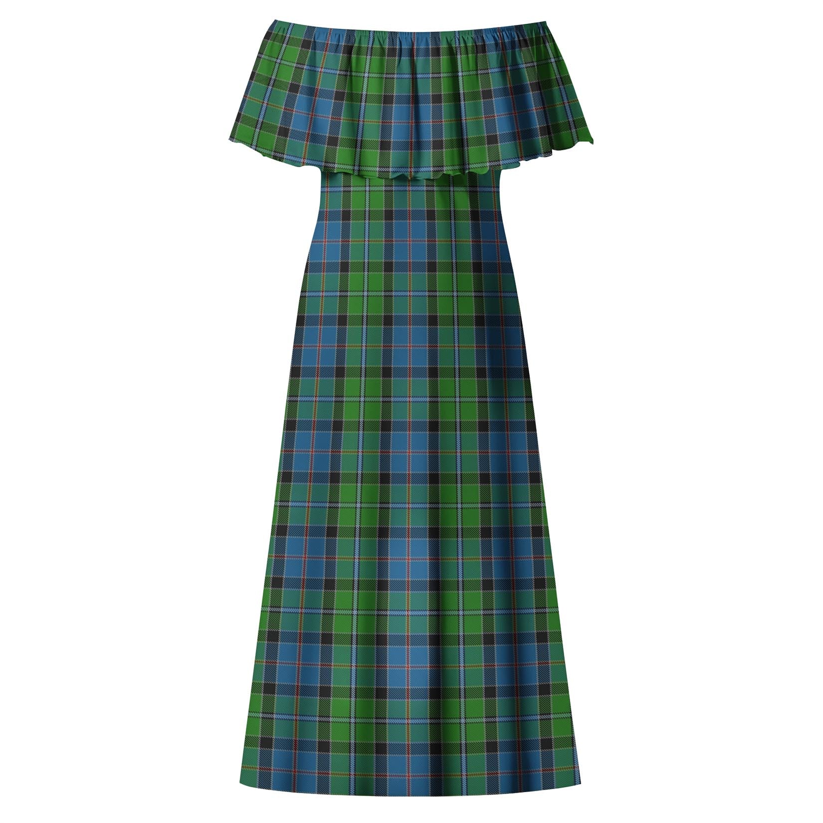 Stirling Tartan Off Shoulder Long Dress - Tartanvibesclothing