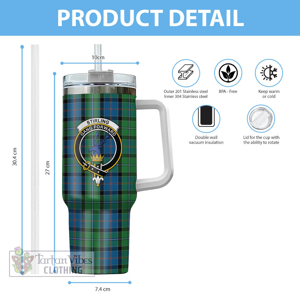 Tartan Vibes Clothing Stirling Tartan and Family Crest Tumbler with Handle