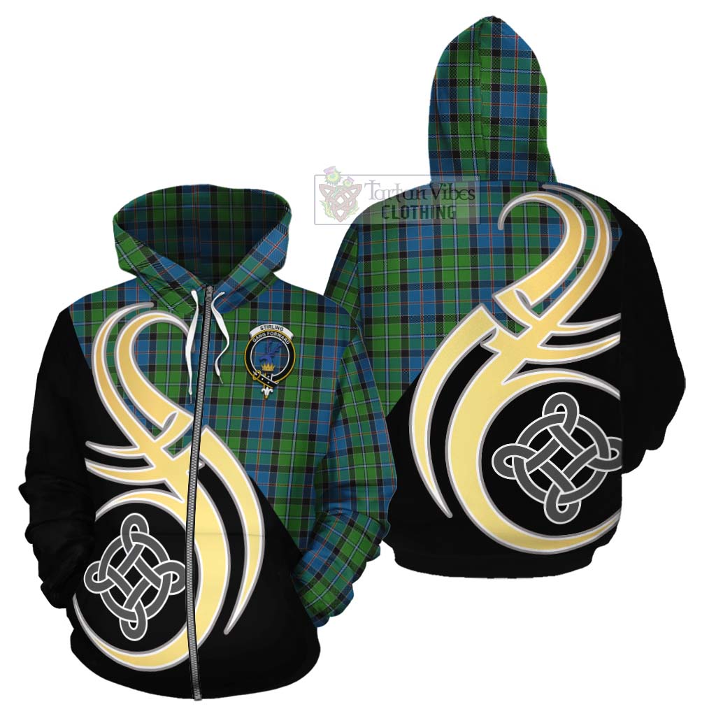 Tartan Vibes Clothing Stirling Tartan Cotton Hoodie with Family Crest and Celtic Symbol Style