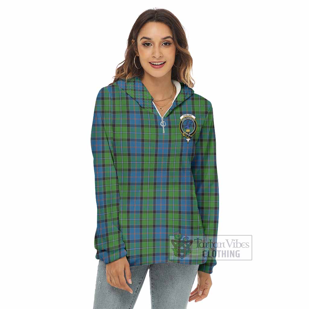 Tartan Vibes Clothing Stirling Tartan Crest Women's Borg  Half Zip Fleece Hoodie