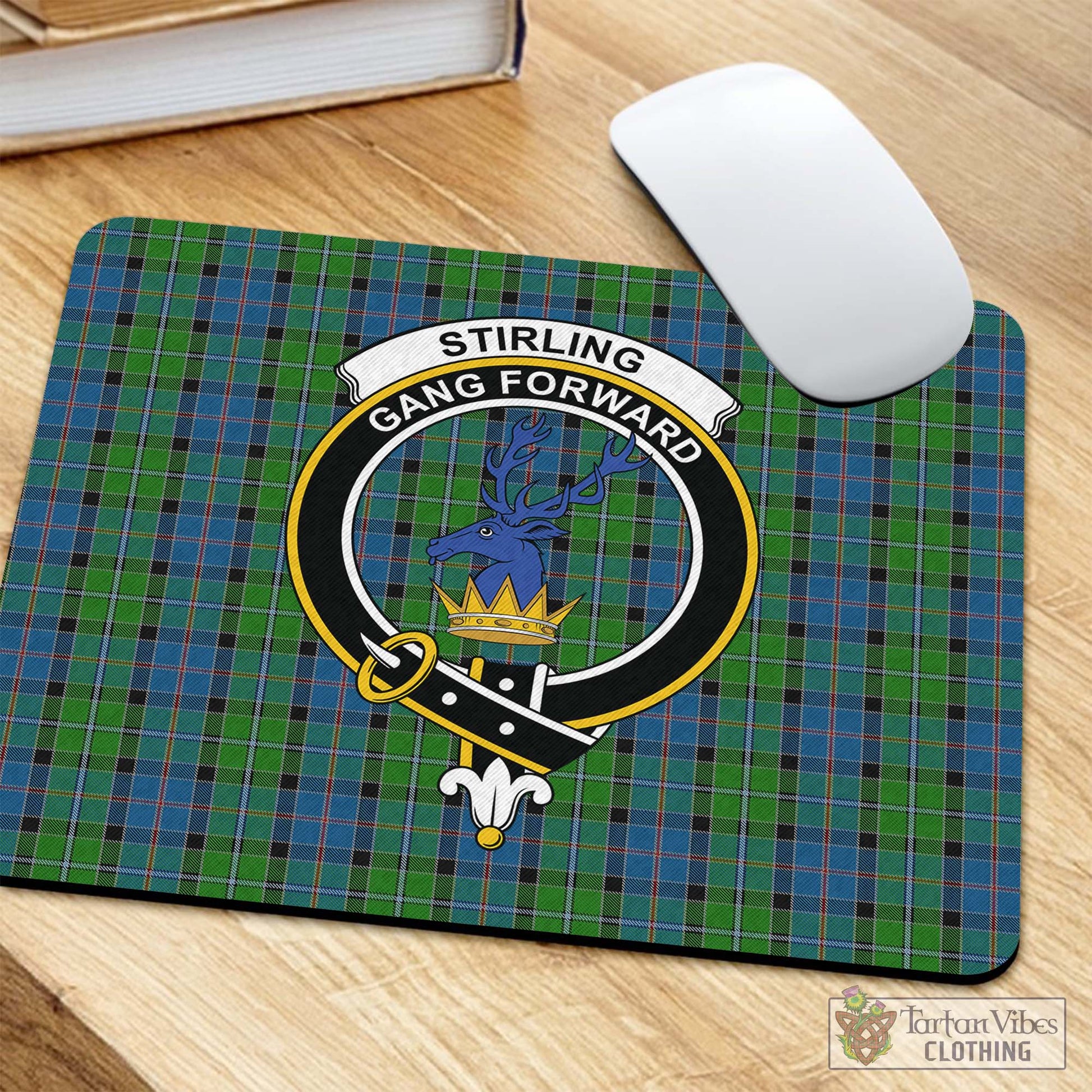Tartan Vibes Clothing Stirling Tartan Mouse Pad with Family Crest
