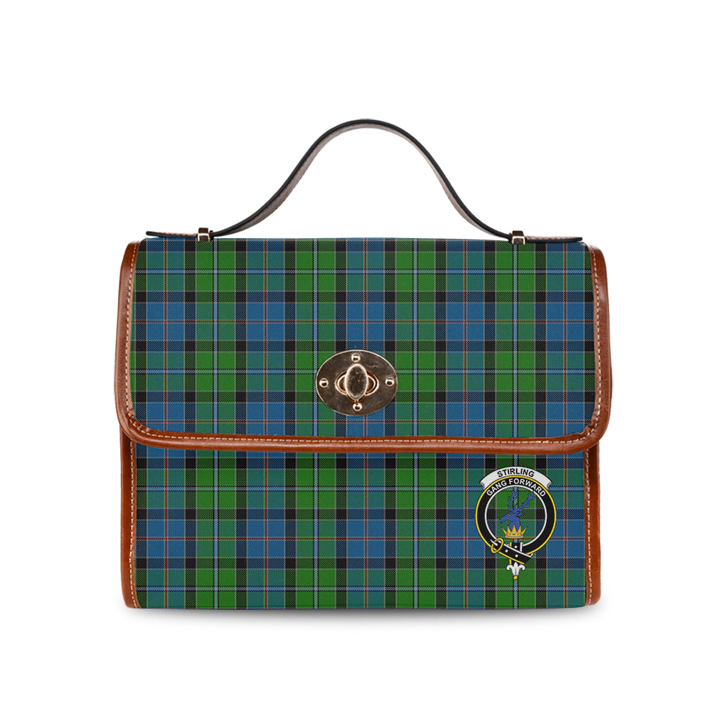stirling-tartan-leather-strap-waterproof-canvas-bag-with-family-crest