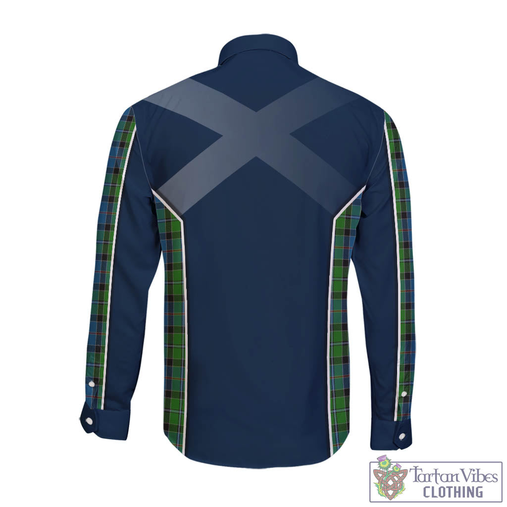 Tartan Vibes Clothing Stirling Tartan Long Sleeve Button Up Shirt with Family Crest and Scottish Thistle Vibes Sport Style
