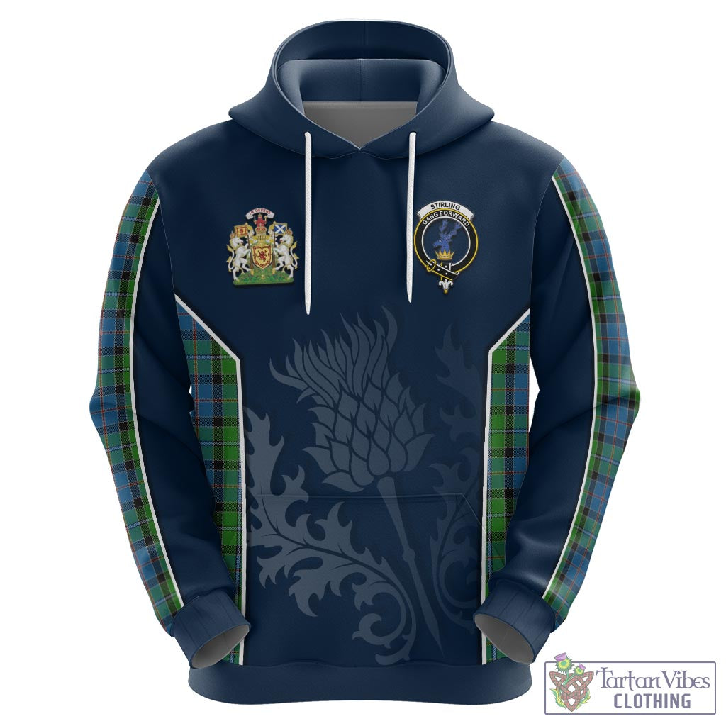 Tartan Vibes Clothing Stirling Tartan Hoodie with Family Crest and Scottish Thistle Vibes Sport Style