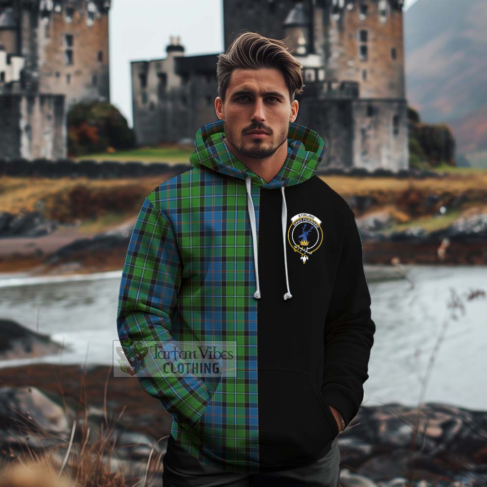 Tartan Vibes Clothing Stirling Tartan Cotton Hoodie with Family Crest and Half Of Me Style