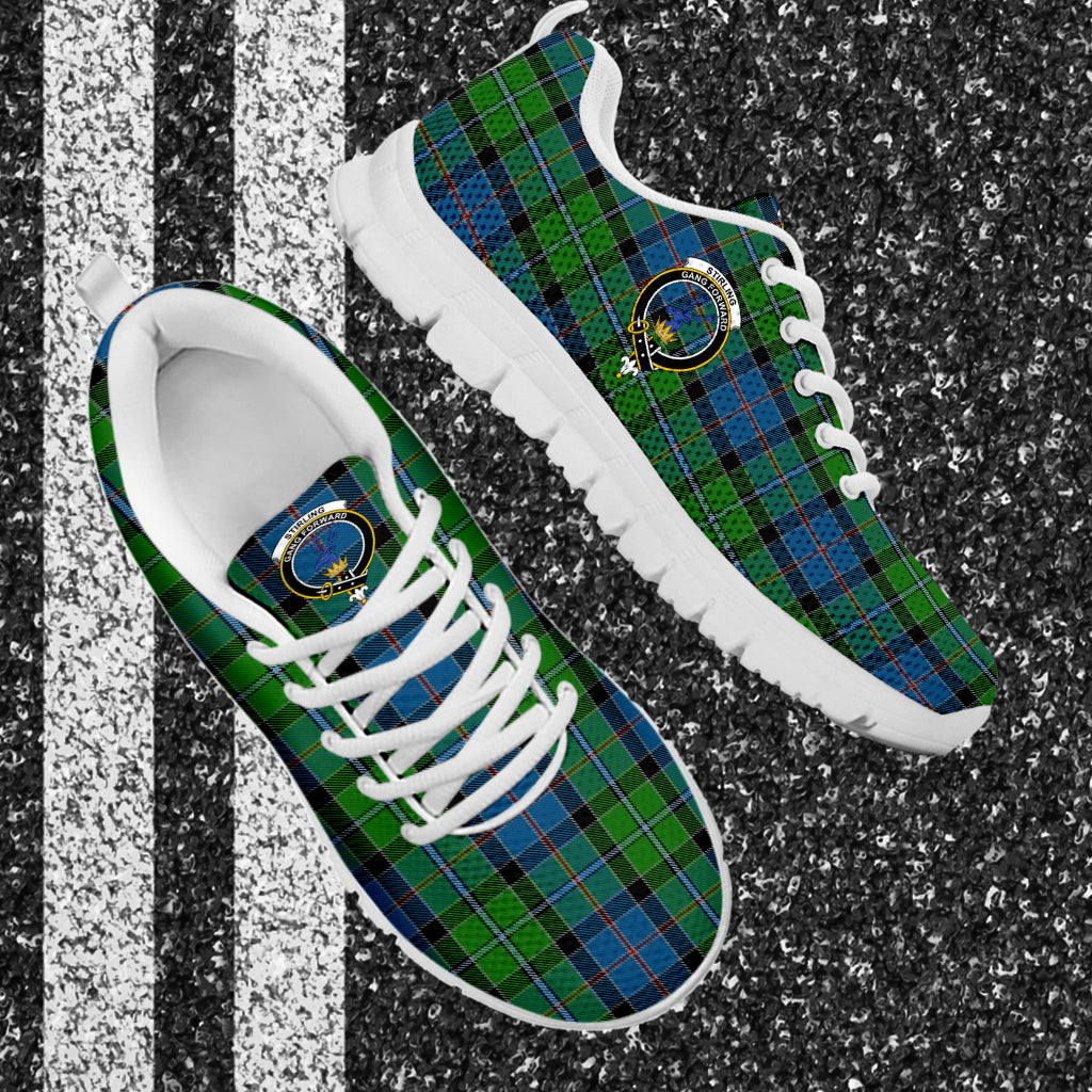 Stirling Tartan Sneakers with Family Crest - Tartan Vibes Clothing