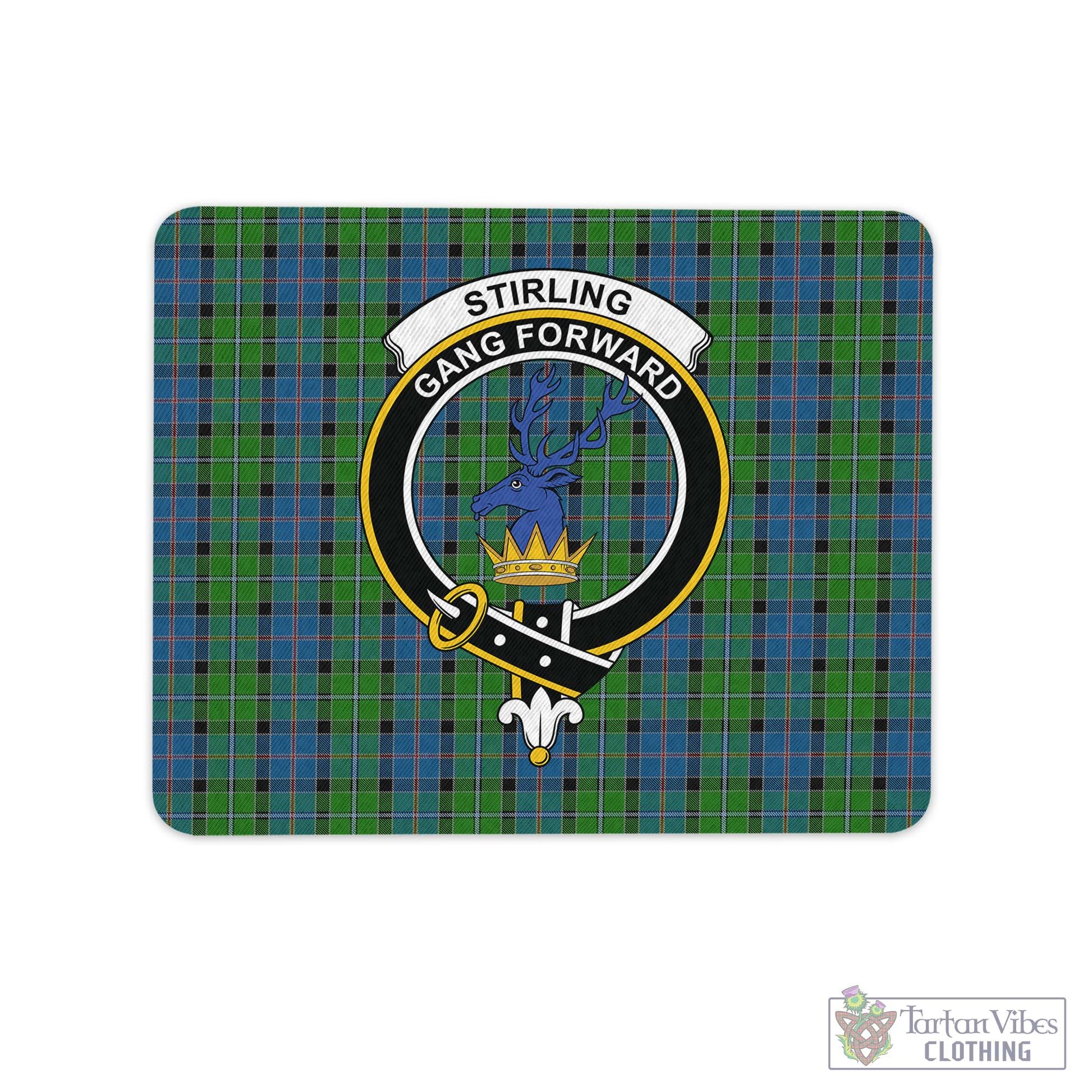 Tartan Vibes Clothing Stirling Tartan Mouse Pad with Family Crest