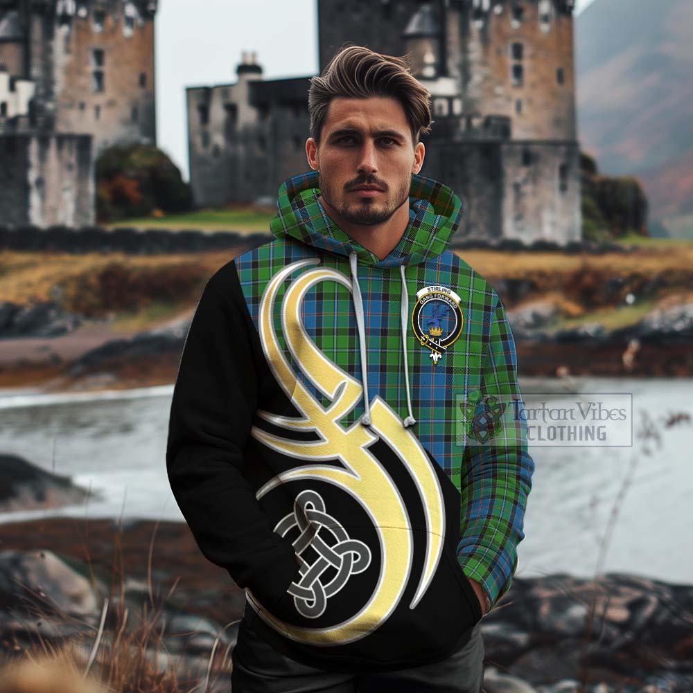 Tartan Vibes Clothing Stirling Tartan Cotton Hoodie with Family Crest and Celtic Symbol Style
