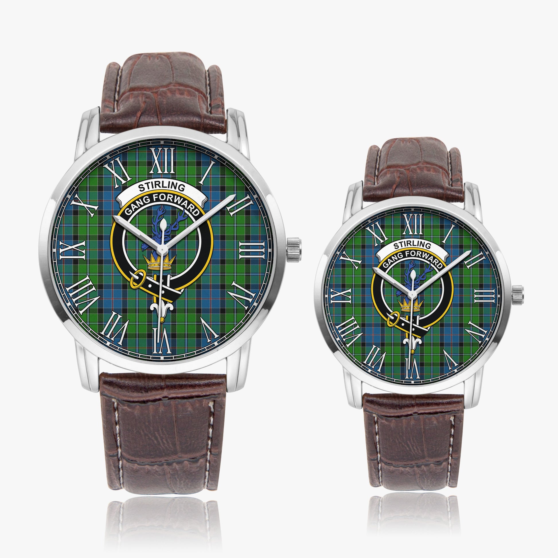 Stirling Tartan Family Crest Leather Strap Quartz Watch - Tartanvibesclothing