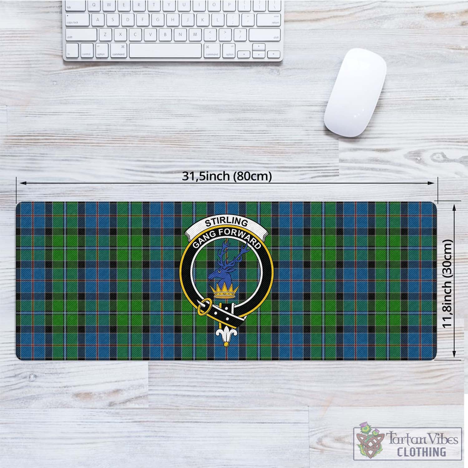 Tartan Vibes Clothing Stirling Tartan Mouse Pad with Family Crest