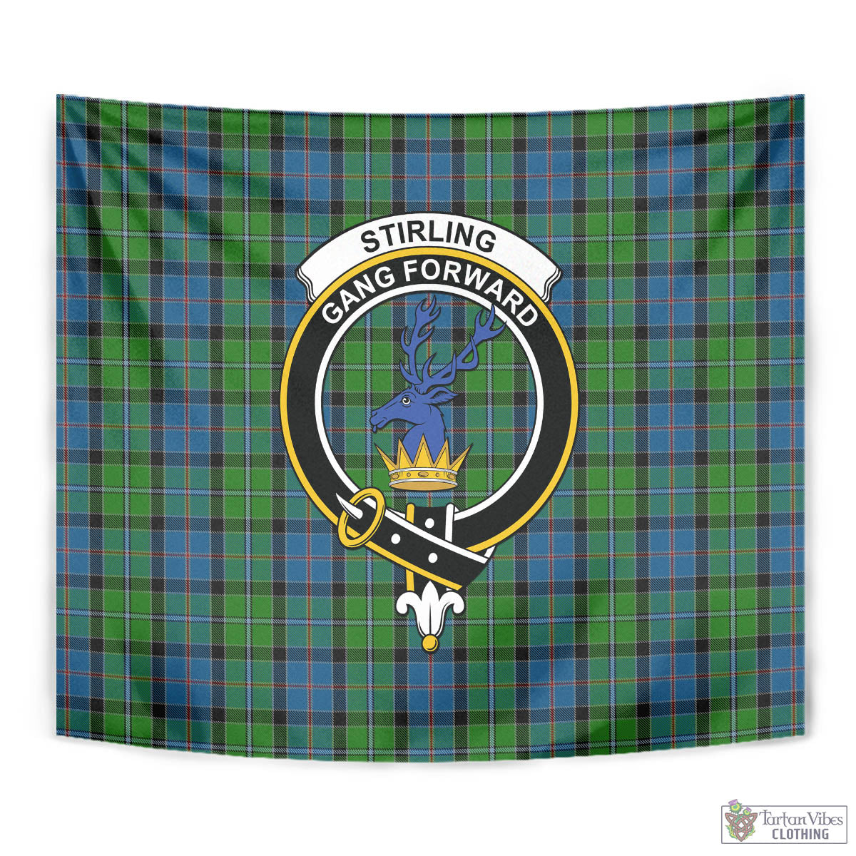 Tartan Vibes Clothing Stirling Tartan Tapestry Wall Hanging and Home Decor for Room with Family Crest