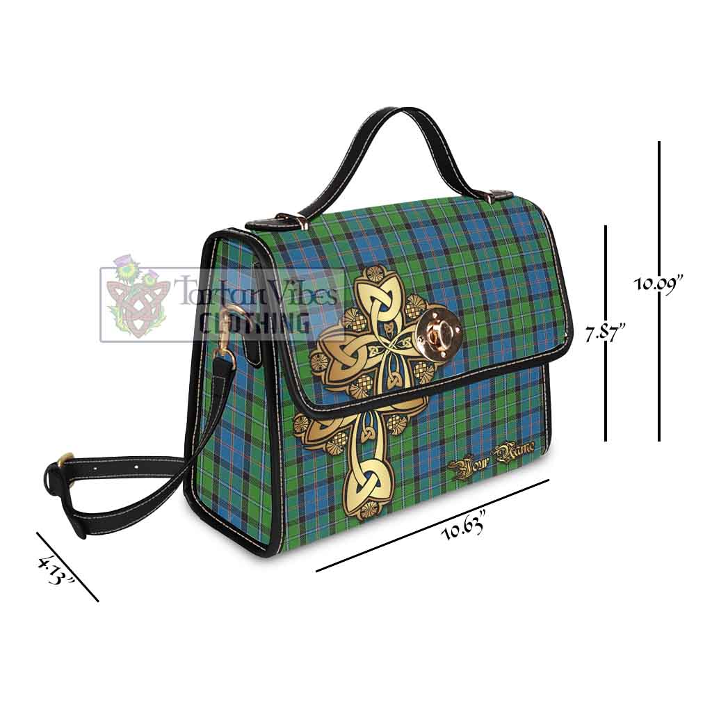 Tartan Vibes Clothing Stirling Tartan Waterproof Canvas Bag Golden Thistle Celtic Cross Style