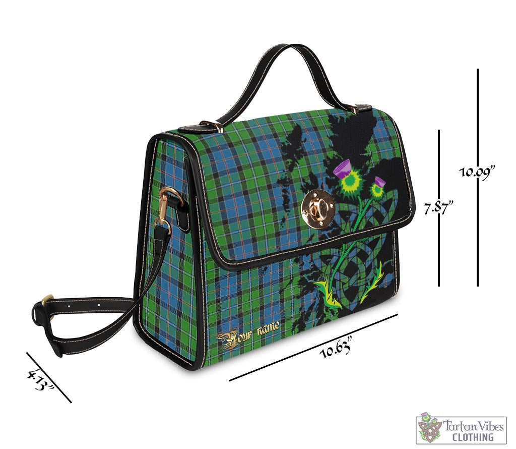 Tartan Vibes Clothing Stirling Tartan Waterproof Canvas Bag with Scotland Map and Thistle Celtic Accents