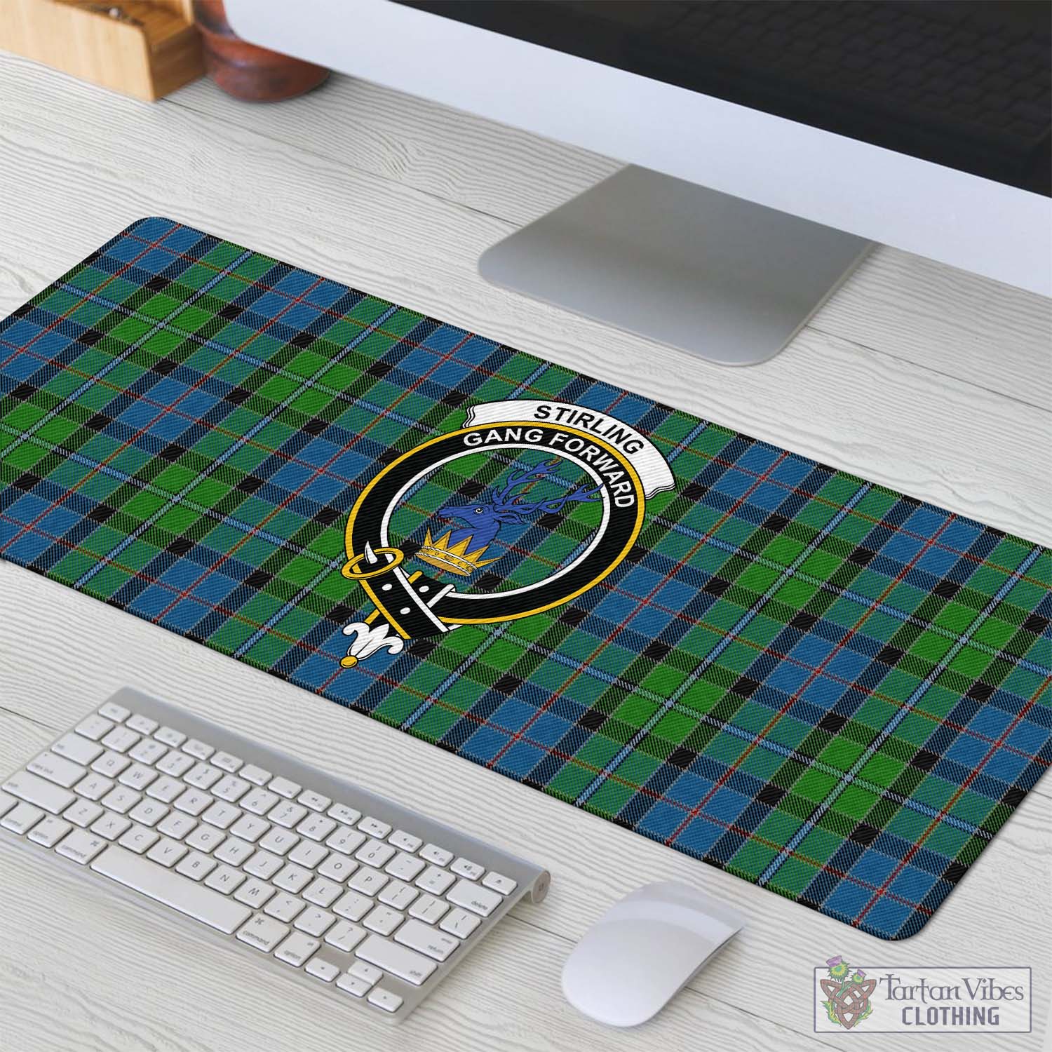 Tartan Vibes Clothing Stirling Tartan Mouse Pad with Family Crest