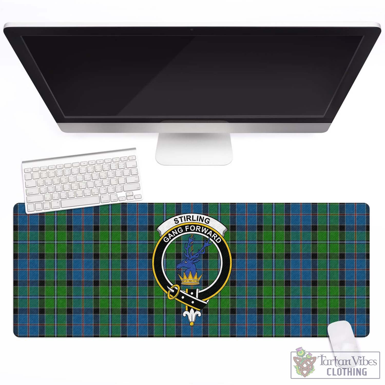 Tartan Vibes Clothing Stirling Tartan Mouse Pad with Family Crest