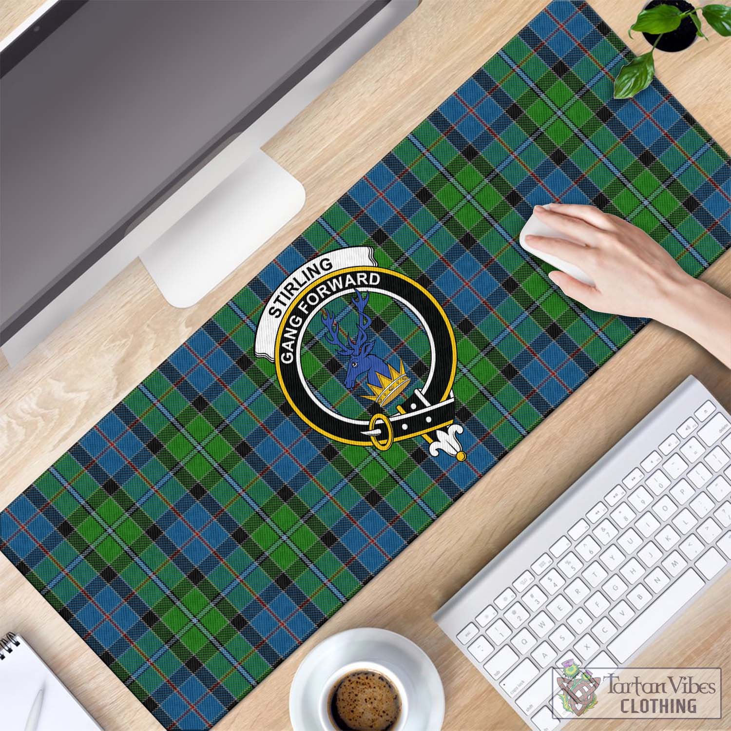 Tartan Vibes Clothing Stirling Tartan Mouse Pad with Family Crest