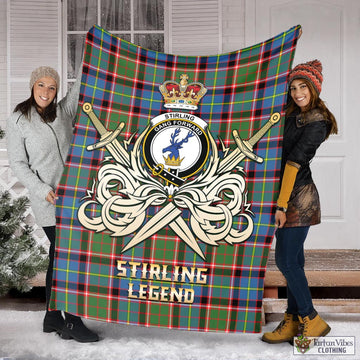 Stirling Bannockburn Tartan Blanket with Clan Crest and the Golden Sword of Courageous Legacy