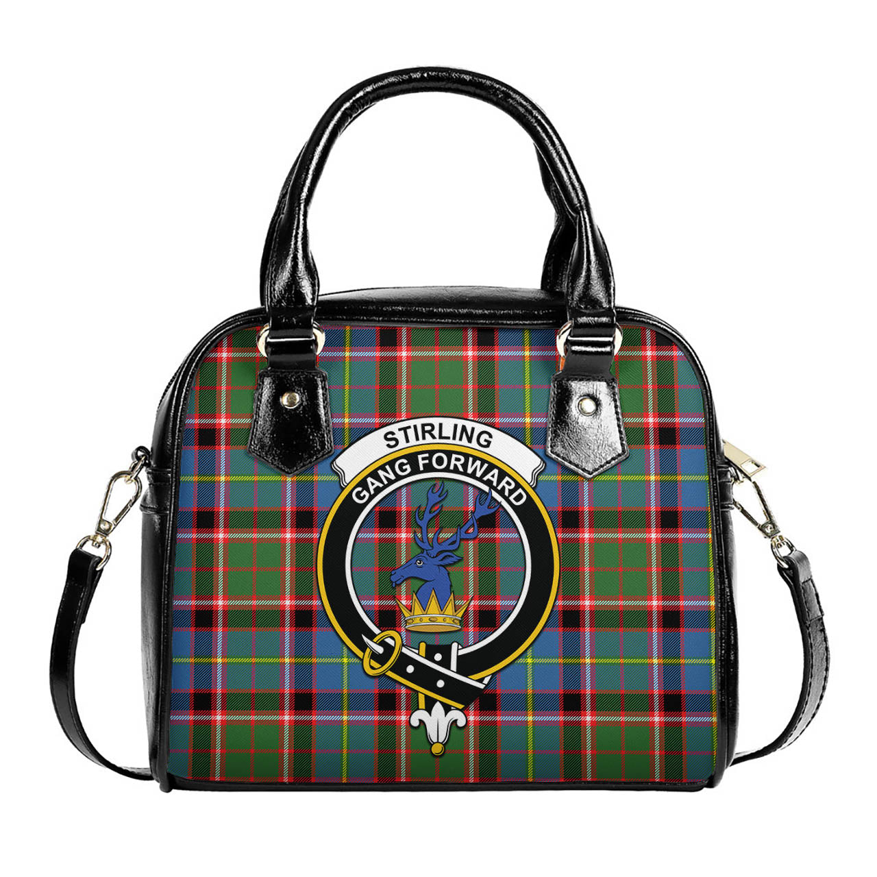 Stirling Bannockburn Tartan Shoulder Handbags with Family Crest One Size 6*25*22 cm - Tartanvibesclothing