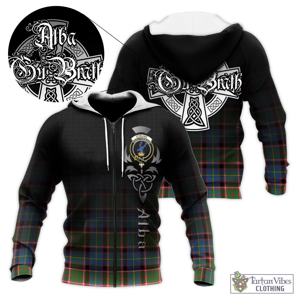 Tartan Vibes Clothing Stirling Bannockburn Tartan Knitted Hoodie Featuring Alba Gu Brath Family Crest Celtic Inspired