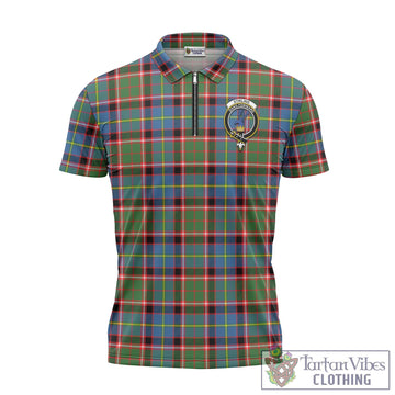 Stirling Bannockburn Tartan Zipper Polo Shirt with Family Crest