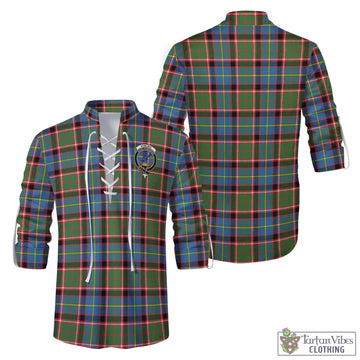 Stirling Bannockburn Tartan Men's Scottish Traditional Jacobite Ghillie Kilt Shirt with Family Crest