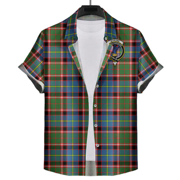 Stirling Bannockburn Tartan Short Sleeve Button Down Shirt with Family Crest