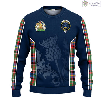 Stirling Bannockburn Tartan Knitted Sweatshirt with Family Crest and Scottish Thistle Vibes Sport Style