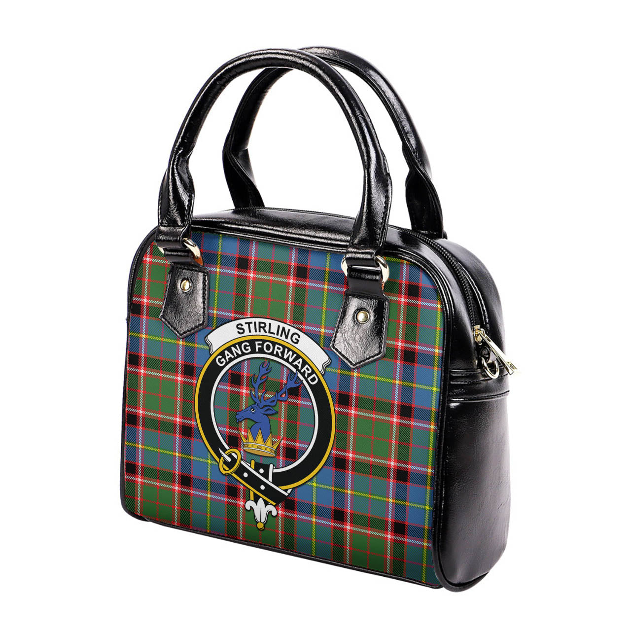 Stirling Bannockburn Tartan Shoulder Handbags with Family Crest - Tartanvibesclothing