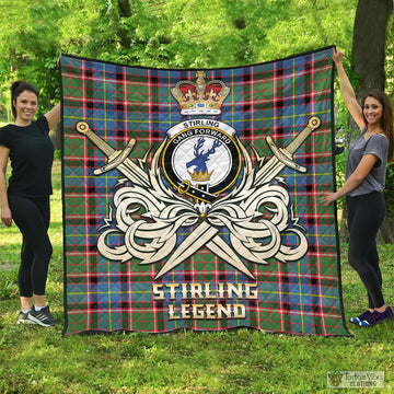 Stirling Bannockburn Tartan Quilt with Clan Crest and the Golden Sword of Courageous Legacy