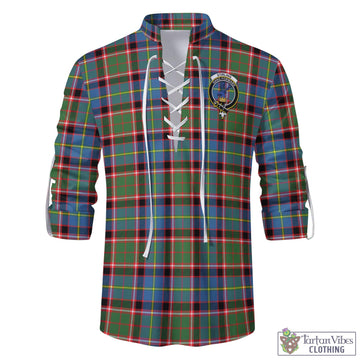 Stirling Bannockburn Tartan Men's Scottish Traditional Jacobite Ghillie Kilt Shirt with Family Crest