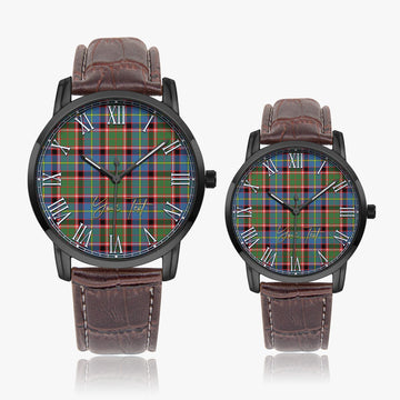 Stirling Bannockburn Tartan Personalized Your Text Leather Trap Quartz Watch
