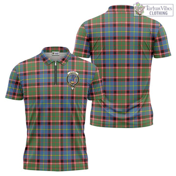 Stirling Bannockburn Tartan Zipper Polo Shirt with Family Crest