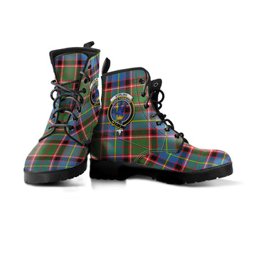 Stirling Bannockburn Tartan Leather Boots with Family Crest