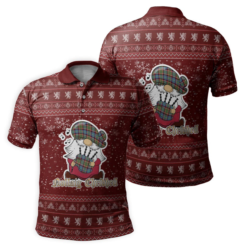 Stirling Bannockburn Clan Christmas Family Polo Shirt with Funny Gnome Playing Bagpipes - Tartanvibesclothing